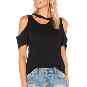 LNA Avalanche Tee Short Sleeve Cold Shoulder Black Small NEW